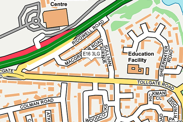 E16 3LG map - OS OpenMap – Local (Ordnance Survey)