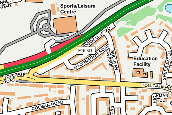 E16 3LL map - OS OpenMap – Local (Ordnance Survey)