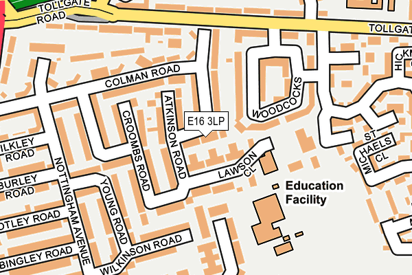 E16 3LP map - OS OpenMap – Local (Ordnance Survey)