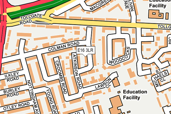 E16 3LR map - OS OpenMap – Local (Ordnance Survey)