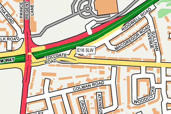 E16 3LW map - OS OpenMap – Local (Ordnance Survey)