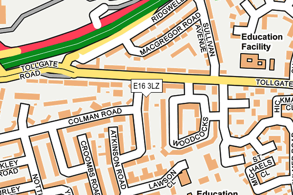 E16 3LZ map - OS OpenMap – Local (Ordnance Survey)