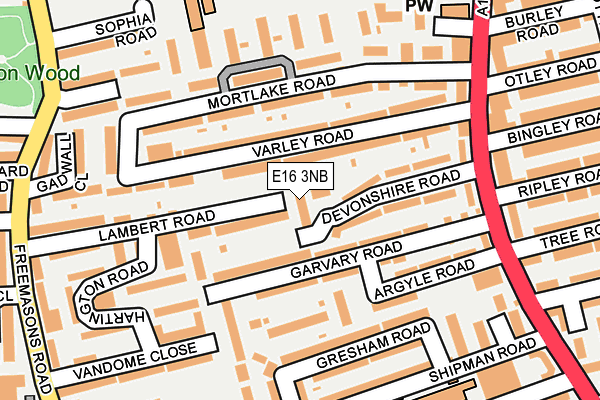 E16 3NB map - OS OpenMap – Local (Ordnance Survey)