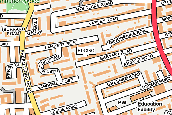 E16 3NG map - OS OpenMap – Local (Ordnance Survey)