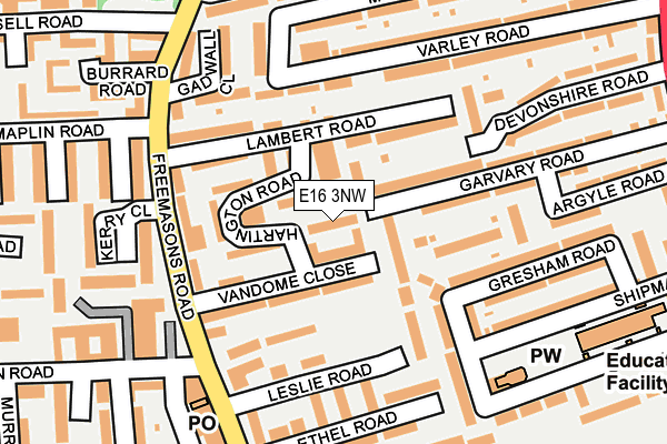 E16 3NW map - OS OpenMap – Local (Ordnance Survey)