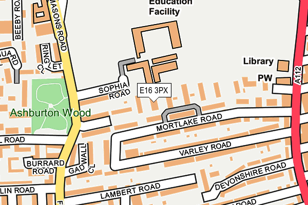 E16 3PX map - OS OpenMap – Local (Ordnance Survey)