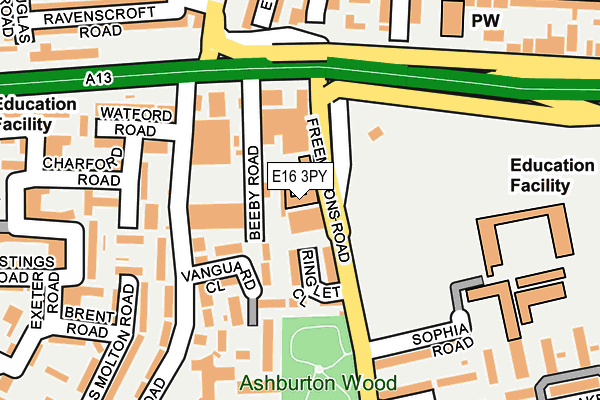 E16 3PY map - OS OpenMap – Local (Ordnance Survey)