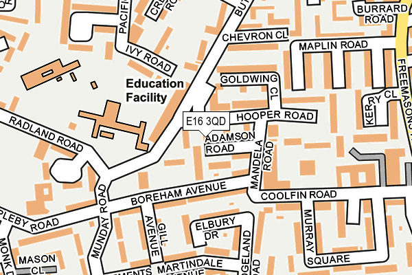 E16 3QD map - OS OpenMap – Local (Ordnance Survey)