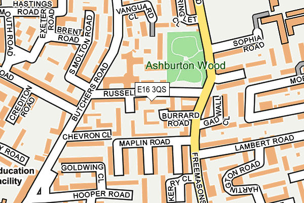 E16 3QS map - OS OpenMap – Local (Ordnance Survey)