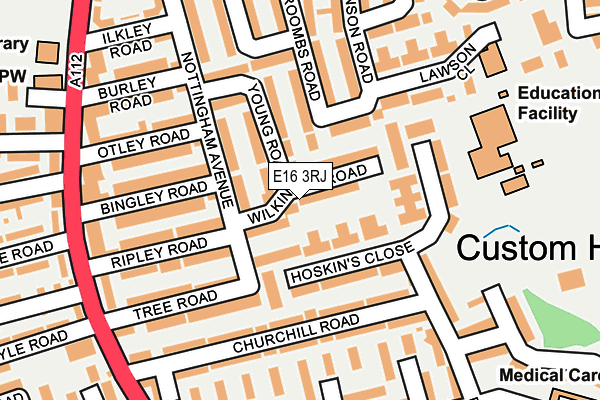 E16 3RJ map - OS OpenMap – Local (Ordnance Survey)