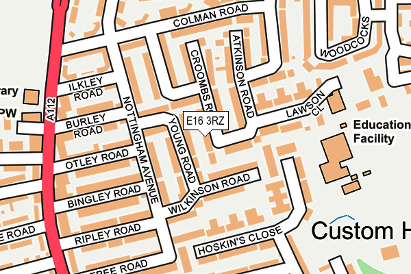 E16 3RZ map - OS OpenMap – Local (Ordnance Survey)