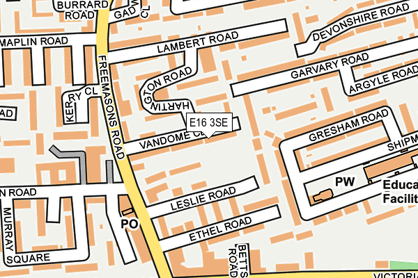 E16 3SE map - OS OpenMap – Local (Ordnance Survey)