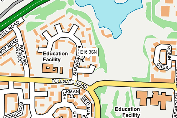 E16 3SN map - OS OpenMap – Local (Ordnance Survey)