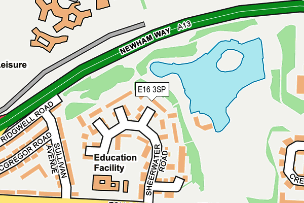 E16 3SP map - OS OpenMap – Local (Ordnance Survey)