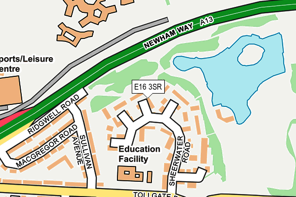 E16 3SR map - OS OpenMap – Local (Ordnance Survey)