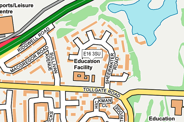 E16 3SU map - OS OpenMap – Local (Ordnance Survey)