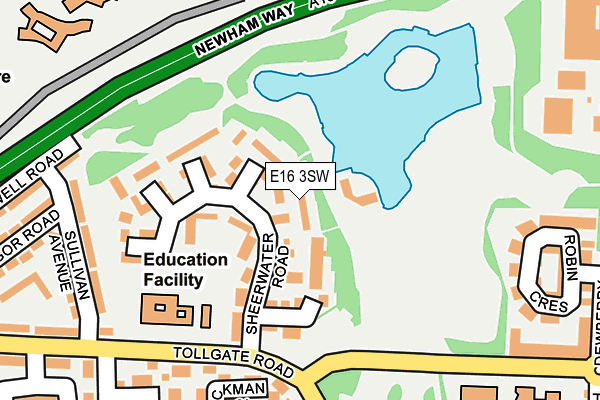 E16 3SW map - OS OpenMap – Local (Ordnance Survey)