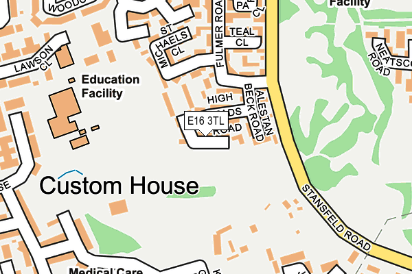 E16 3TL map - OS OpenMap – Local (Ordnance Survey)