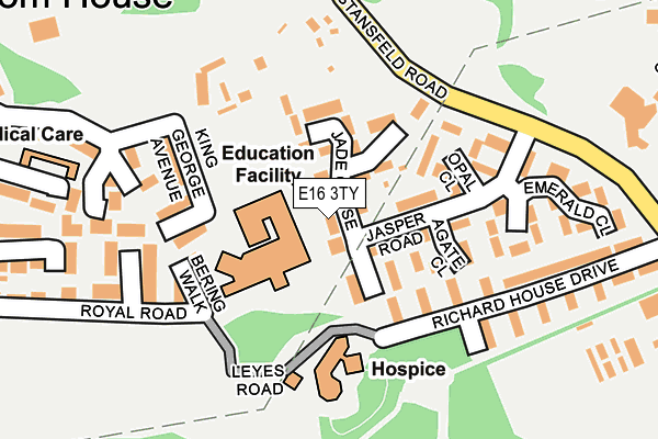 E16 3TY map - OS OpenMap – Local (Ordnance Survey)