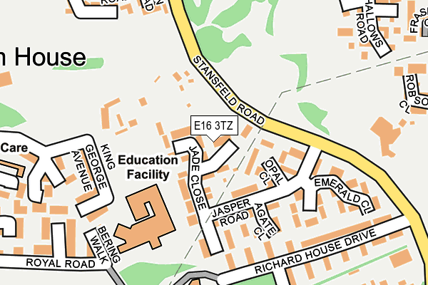 E16 3TZ map - OS OpenMap – Local (Ordnance Survey)