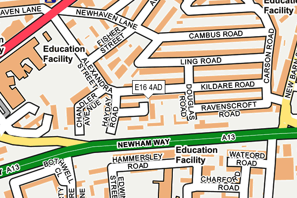 E16 4AD map - OS OpenMap – Local (Ordnance Survey)