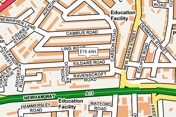 E16 4AH map - OS OpenMap – Local (Ordnance Survey)