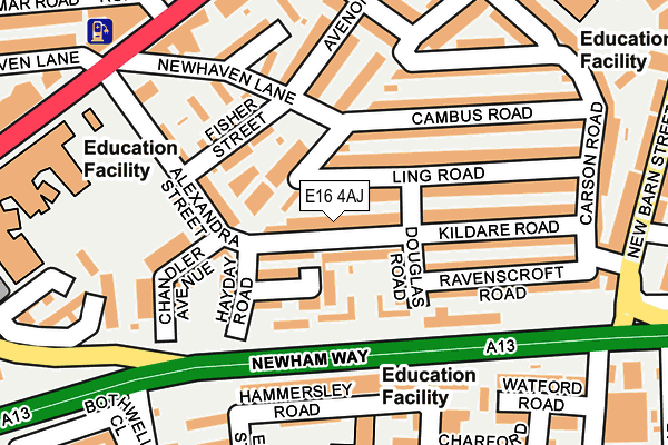 E16 4AJ map - OS OpenMap – Local (Ordnance Survey)