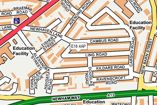 E16 4AP map - OS OpenMap – Local (Ordnance Survey)