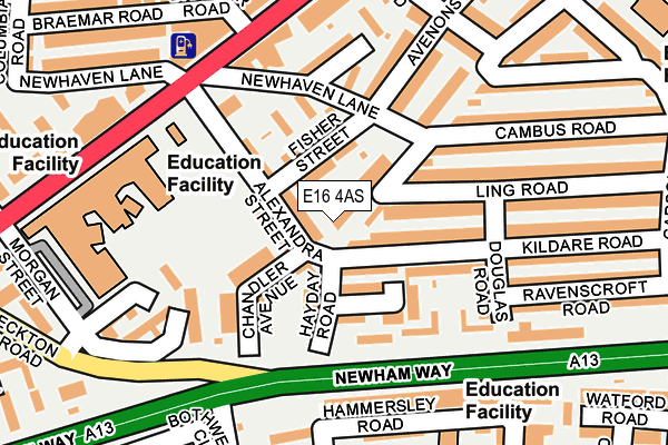 E16 4AS map - OS OpenMap – Local (Ordnance Survey)