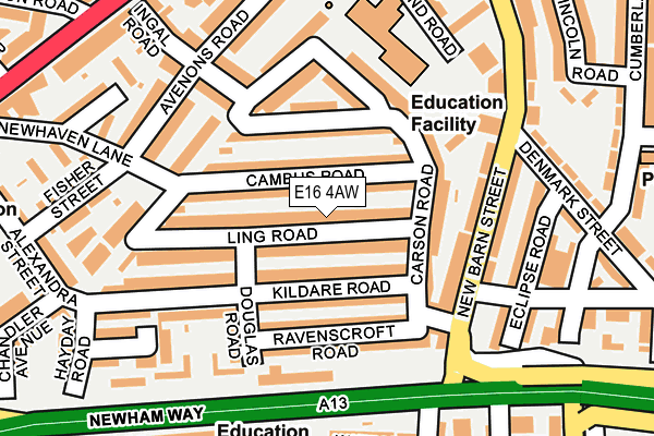 E16 4AW map - OS OpenMap – Local (Ordnance Survey)