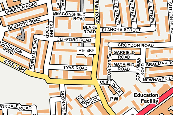 E16 4BP map - OS OpenMap – Local (Ordnance Survey)