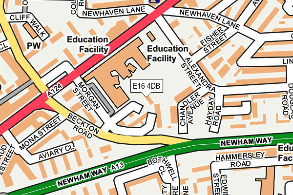 E16 4DB map - OS OpenMap – Local (Ordnance Survey)