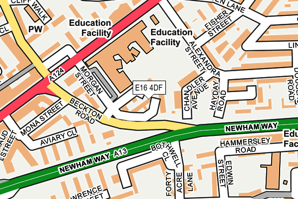 E16 4DF map - OS OpenMap – Local (Ordnance Survey)