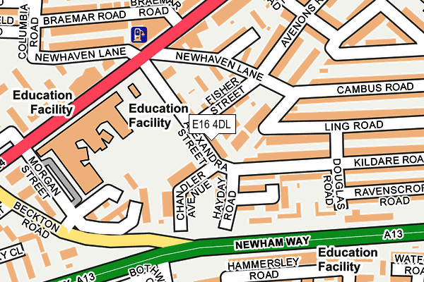 E16 4DL map - OS OpenMap – Local (Ordnance Survey)