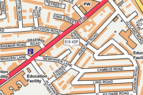 E16 4DP map - OS OpenMap – Local (Ordnance Survey)