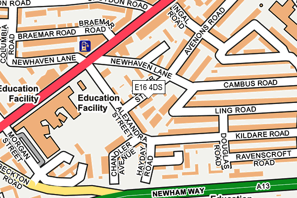 E16 4DS map - OS OpenMap – Local (Ordnance Survey)