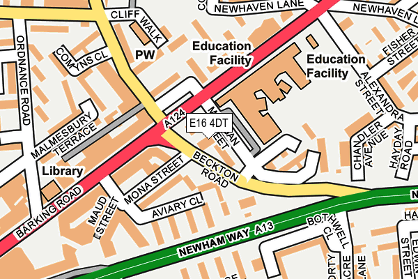 E16 4DT map - OS OpenMap – Local (Ordnance Survey)