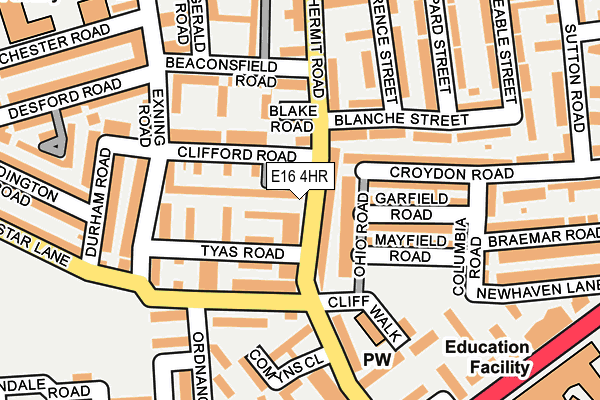 E16 4HR map - OS OpenMap – Local (Ordnance Survey)