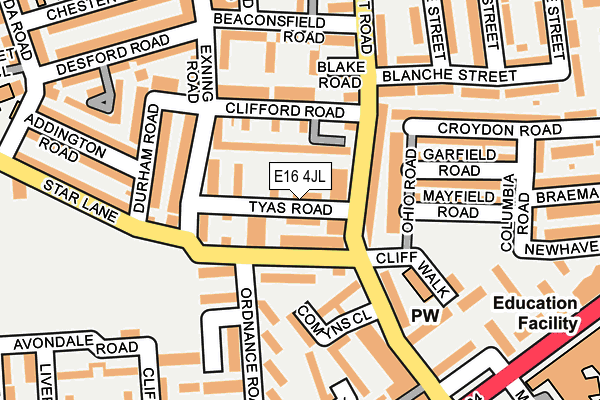 E16 4JL map - OS OpenMap – Local (Ordnance Survey)