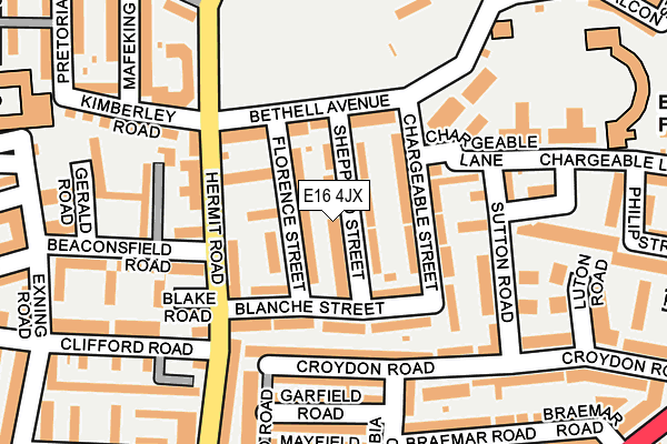 E16 4JX map - OS OpenMap – Local (Ordnance Survey)