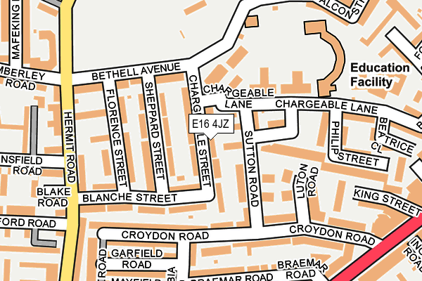 E16 4JZ map - OS OpenMap – Local (Ordnance Survey)