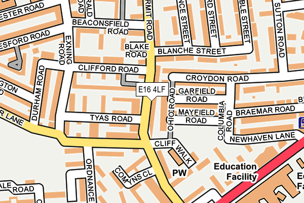 E16 4LF map - OS OpenMap – Local (Ordnance Survey)