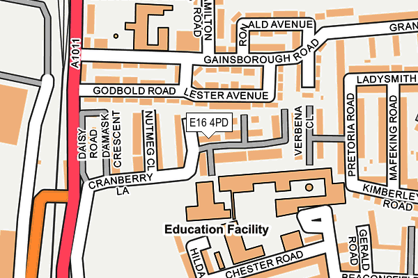 E16 4PD map - OS OpenMap – Local (Ordnance Survey)