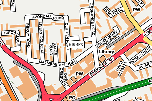 E16 4PX map - OS OpenMap – Local (Ordnance Survey)