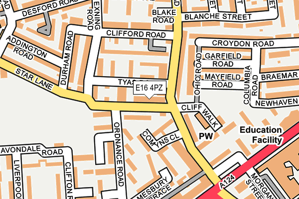 E16 4PZ map - OS OpenMap – Local (Ordnance Survey)