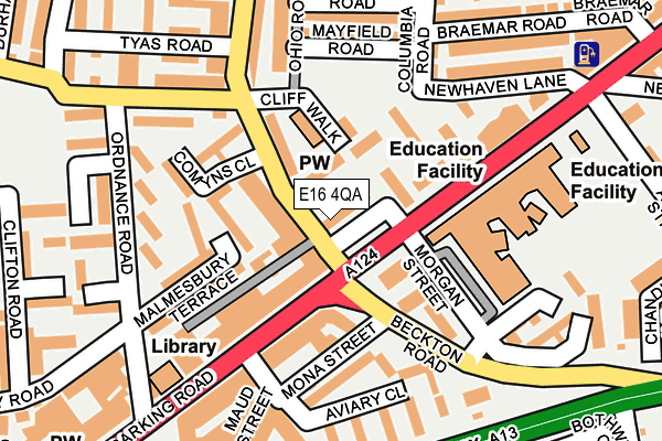 E16 4QA map - OS OpenMap – Local (Ordnance Survey)