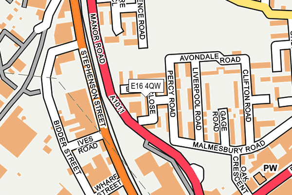 E16 4QW map - OS OpenMap – Local (Ordnance Survey)