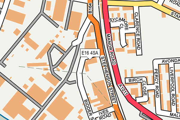 E16 4SA map - OS OpenMap – Local (Ordnance Survey)
