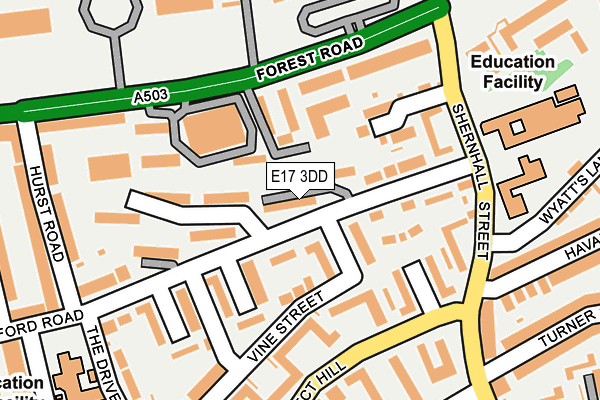 E17 3DD map - OS OpenMap – Local (Ordnance Survey)