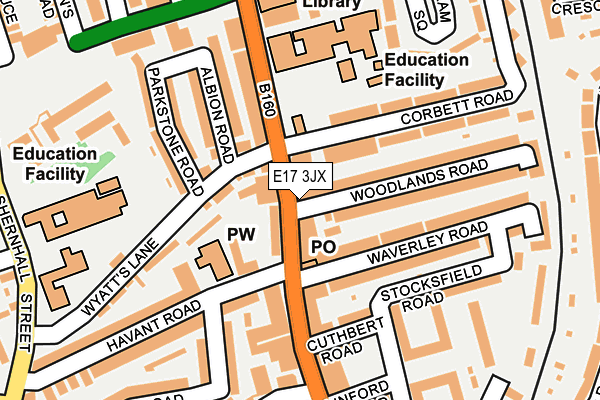 E17 3JX map - OS OpenMap – Local (Ordnance Survey)
